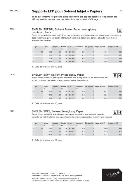 Supports LFP pour Solvent Inkjet