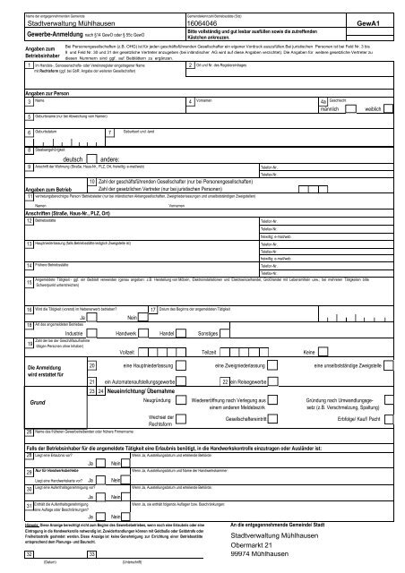 Gewerbe-Anmeldung (*.pdf 903 KB) - Mühlhausen