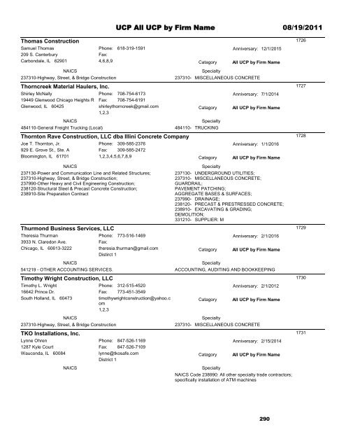 UCP All UCP By Firm Name - Illinois Department of Transportation