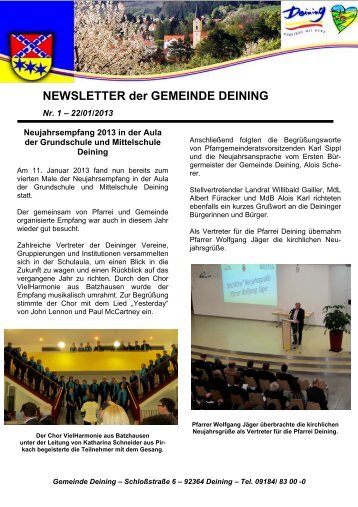 NEWSLETTER der GEMEINDE DEINING