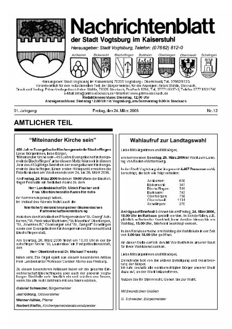 Nr. 12 vom 24. März 2006 - Vogtsburg im Kaiserstuhl