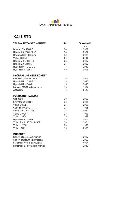 KALUSTO - KVL-Tekniikka