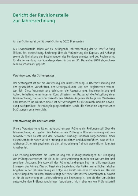 Jahresbericht - St. Josef-Stiftung