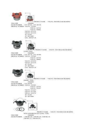 product name : volvo - fh10 release bearing - Eker Rulman