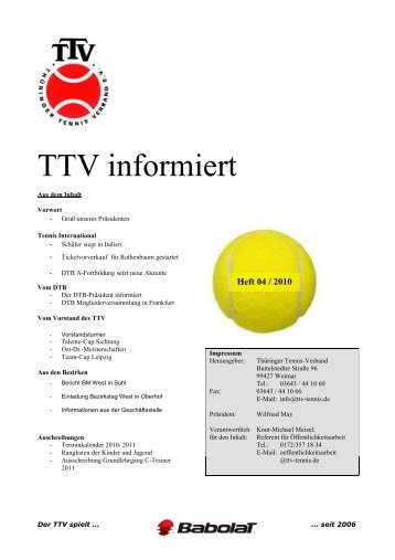 TTV informiert 04/10 - beim Thüringer Tennis-Verband eV