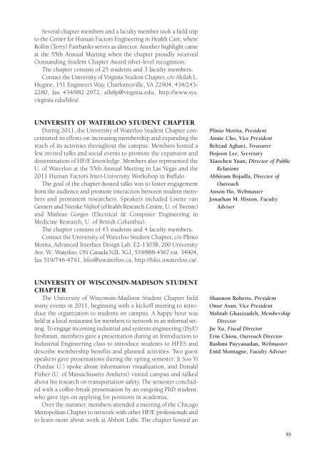 student chapter reports - Human Factors and Ergonomics Society