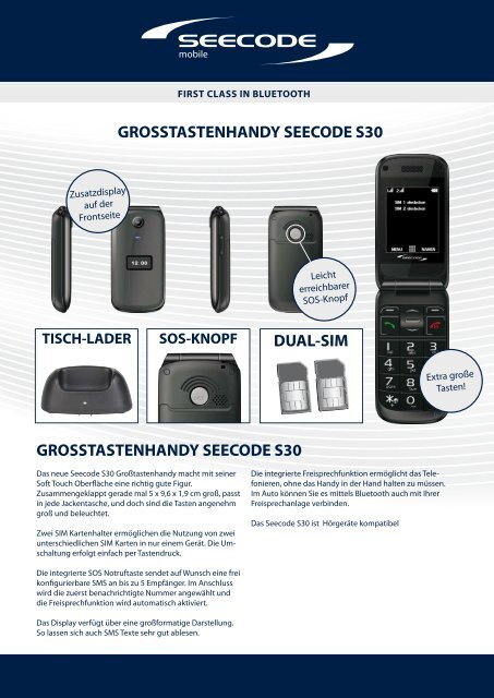 grosstastenhandy seecode s30 - mobiset