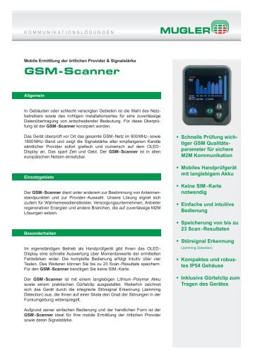 GSM-Scanner / Mobile Ermittlung der Ã¶rtlichen Provider ... - Mugler AG