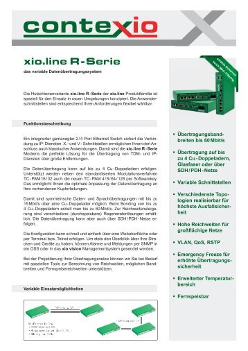 contexio / Produktblatt xio.line R-Serie - Mugler AG