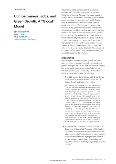 The Travel & Tourism Competitiveness Report 2013