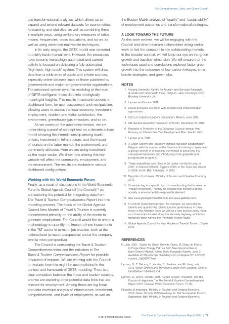 The Travel & Tourism Competitiveness Report 2013