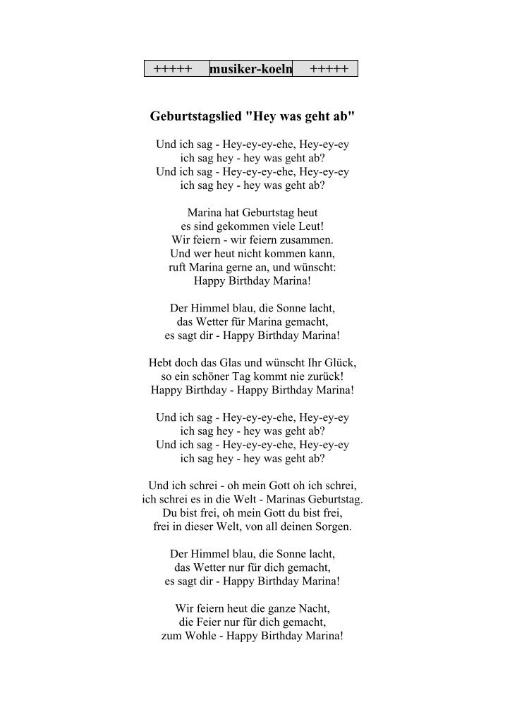 �� geburtstagslieder texte deutsch, geburtstagslieder texte zum ausdrucken – Domykinsdy