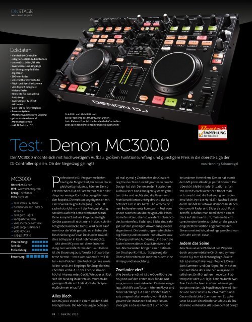 Test: Denon MC3000 - Musik Produktiv