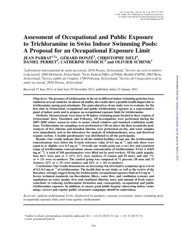 Assessment of Occupational and Public Exposure to Trichloramine ...