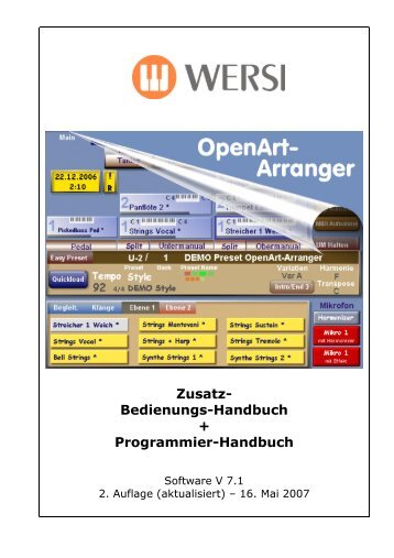 Open Art Arranger Handbuch - Wersi Orgel Studio Thum, Orgeln ...