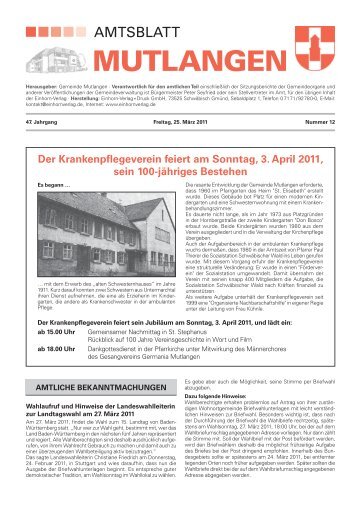 Kalenderwoche 12 / März - in der Gemeinde Mutlangen