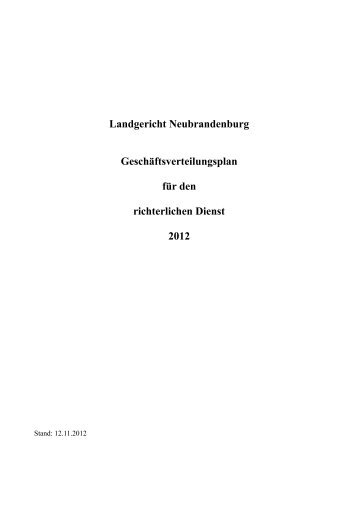 Landgericht Neubrandenburg Geschäftsverteilungsplan für den ...