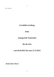 Geschäftsverteilung beim Amtsgericht Neustrelitz für die Zeit vom ...