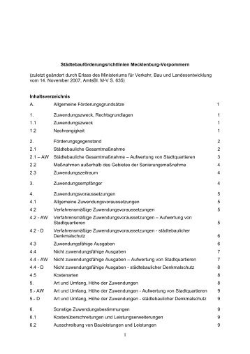 Erste Änderung der Städtebauförderungsrichtlinien (1