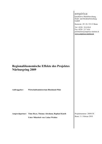 empirica Regionalökonomische Effekte des Projektes Nürburgring ...
