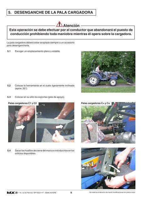 Instrucciones de palas cargadoras COMPACT - MX