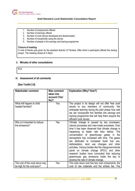 gold standard local stakeholder consultation report - MyClimate