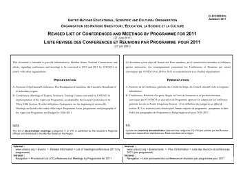 revised list of conferences and meetings by programme for ... - Unesco