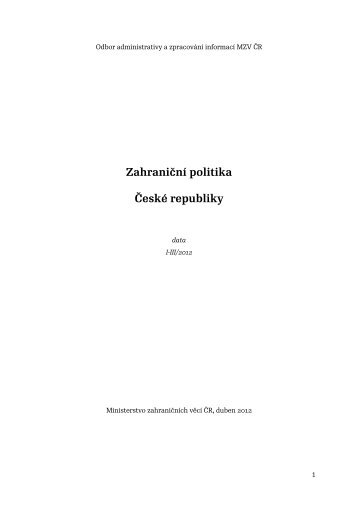 ZahraniÄnÃ­ politika ÄeskÃ© republiky - MZV ÄR