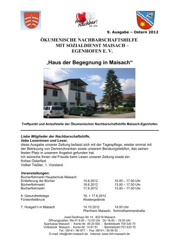 Vereinszeitung Ostern 2012 - Ökumenische Nachbarschaftshilfe