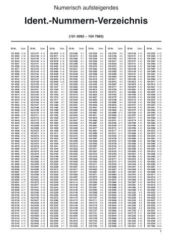 Ident.-Nummern-Verzeichnis