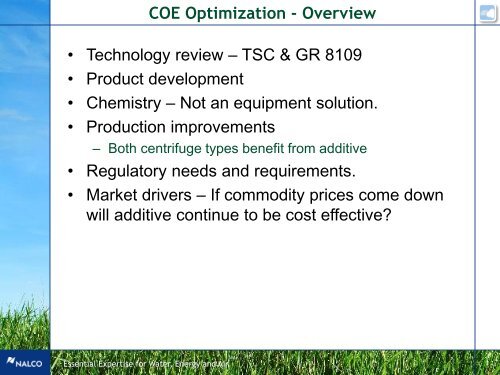 Corn Oil Extraction Optimization - Nalco