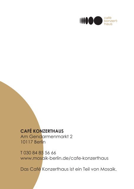 Abendangebot Café Konzerthaus - Mosaik Berlin