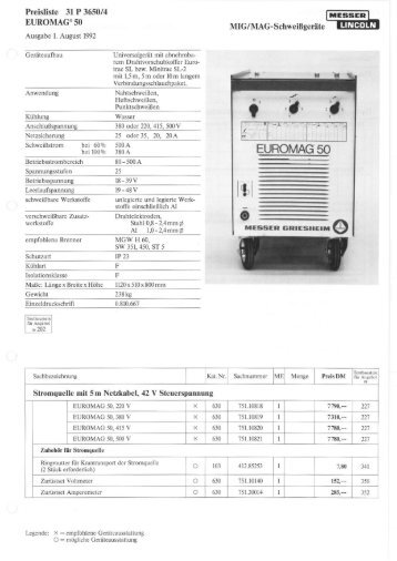 Preisliste/Ausführung/technische Daten - ms Projektierung GmbH