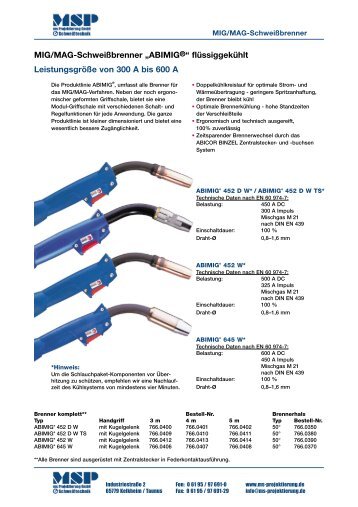 MIG/MAG-Schweißbrenner - ms Projektierung GmbH