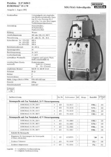 Preisliste/Ausführung/technische Daten - ms Projektierung GmbH