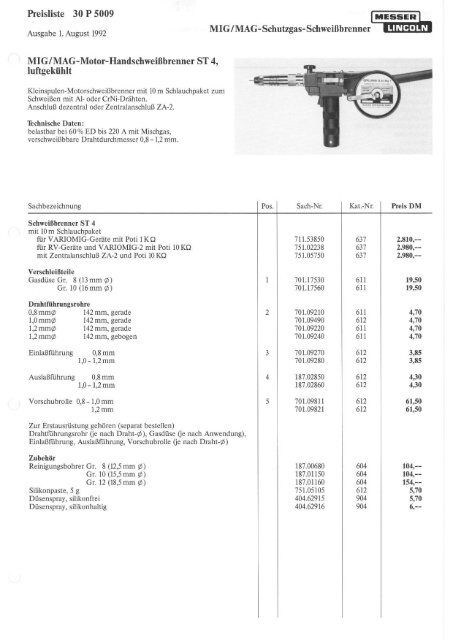 Preisliste/Ausführung/technische Daten - ms Projektierung GmbH