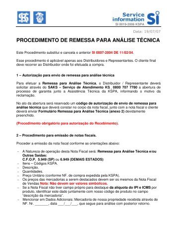 procedimento de remessa para análise técnica - MS Motor Service ...