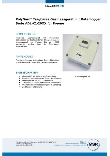 PolyGard® CO Analog Transmitter  - MSR Electronic