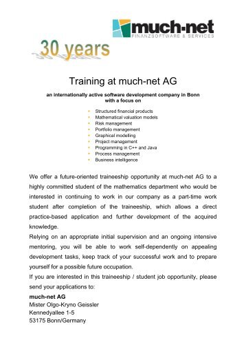 trainee/ work student - much-net AG