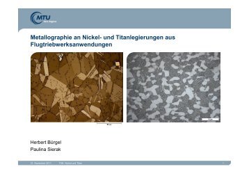 Metallographie an Nickel- und Titanlegierungen aus ...