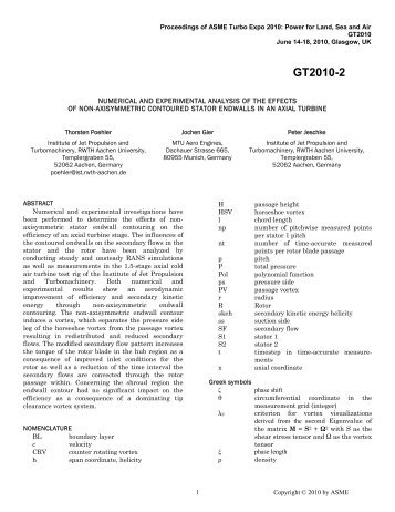 Numerical and Experimental Analysis of the Effects of - MTU Aero ...