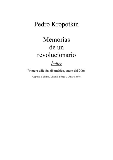 Pedro Kropotkin Memorias de un revolucionario