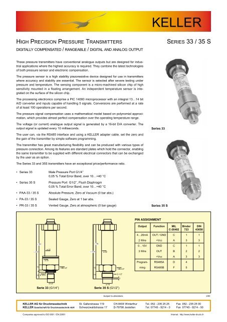Data Sheet Series 33/35 S - Keller AG