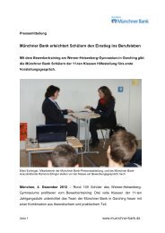 Münchner Bank erleichtert Schülern den Einstieg ins Berufsleben