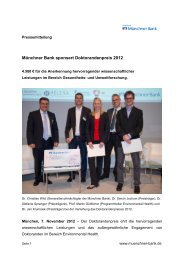 Münchner Bank sponsert Doktorandenpreis 2012 - Münchner Bank eG