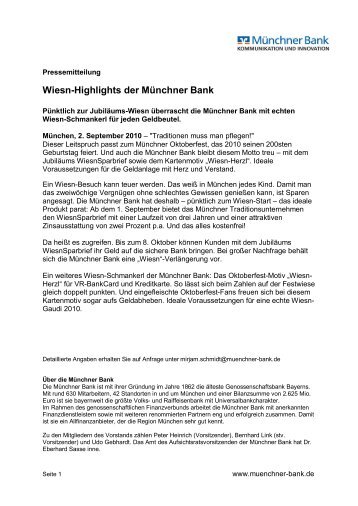 Wiesn-Highlights der Münchner Bank - Münchner Bank eG