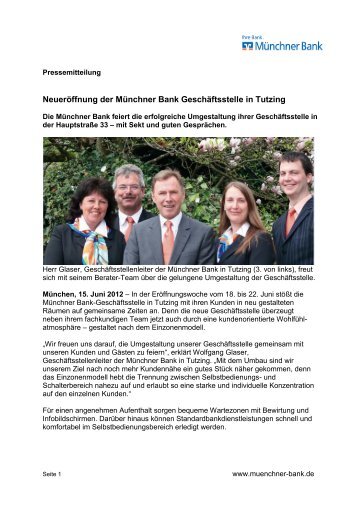 Neueröffnung der Münchner Bank Geschäftsstelle in Tutzing
