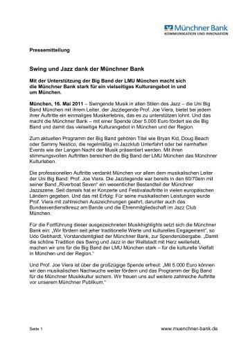 Swing und Jazz dank der Münchner Bank - Münchner Bank eG
