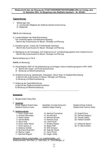 Sitzung vom 13.12.2001 - Münzenberg