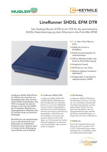 Produktblatt LineRunner SHDSL EFM DTR - Mugler AG